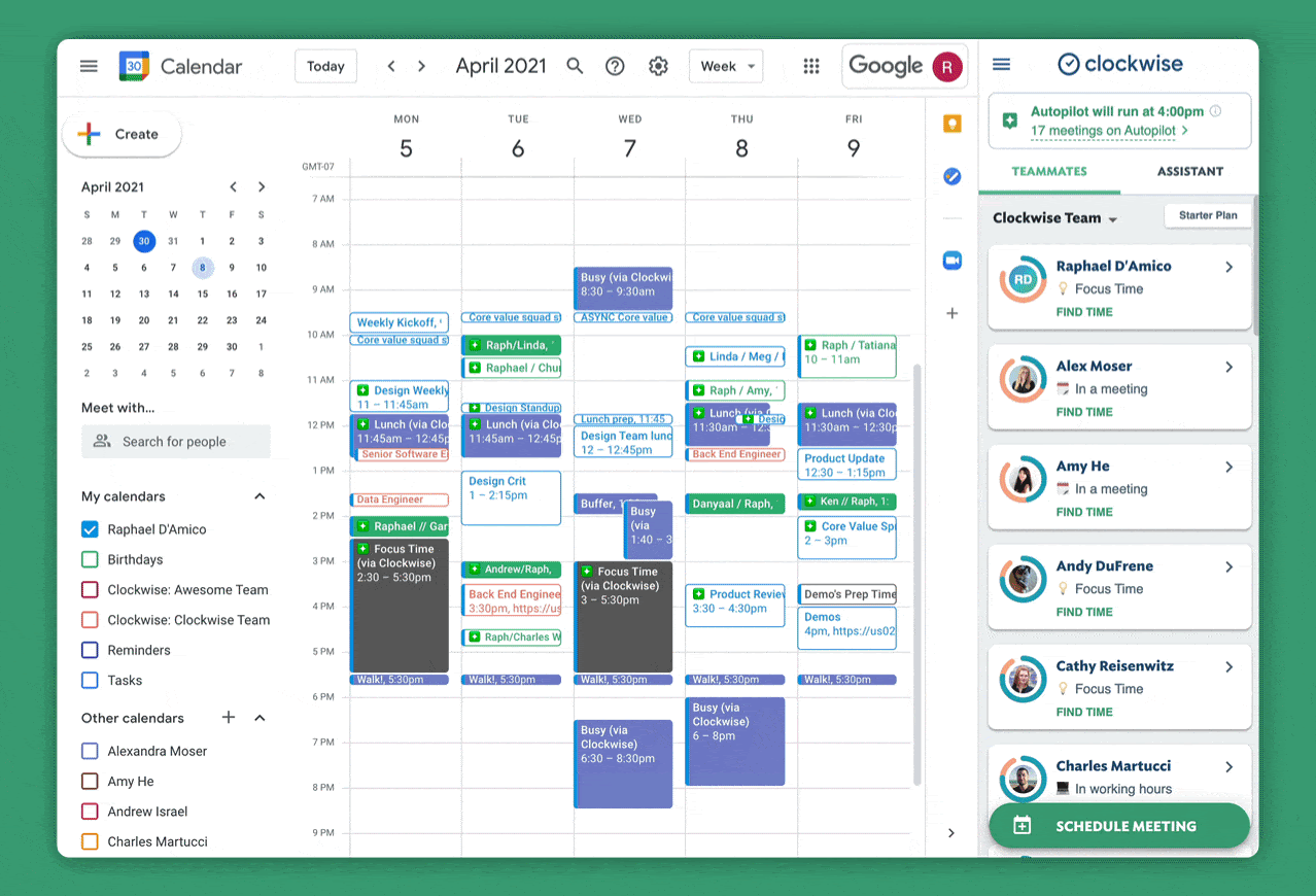 Clockwise로 회의를 자동으로 조정하고 일정을 재조정하세요: Reclaim AI vs Clockwise