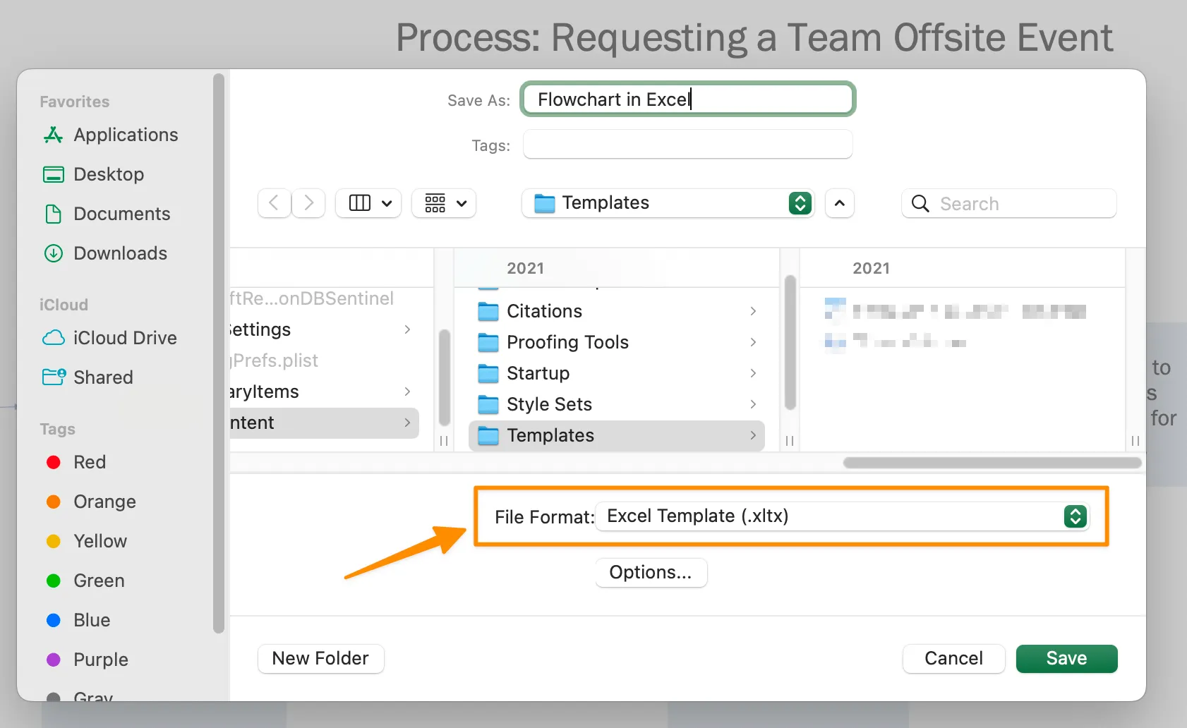 lưu mẫu sơ đồ trong Excel