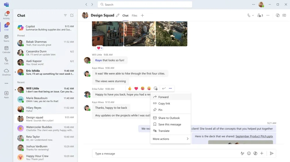 Outils de communication d'entreprise de Microsoft Teams