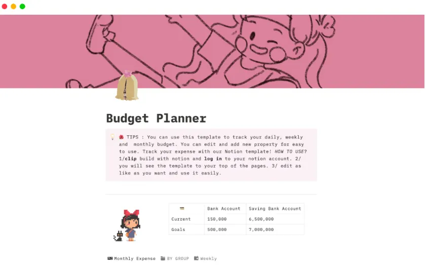Template Perencana Anggaran Notion: template anggaran Notion