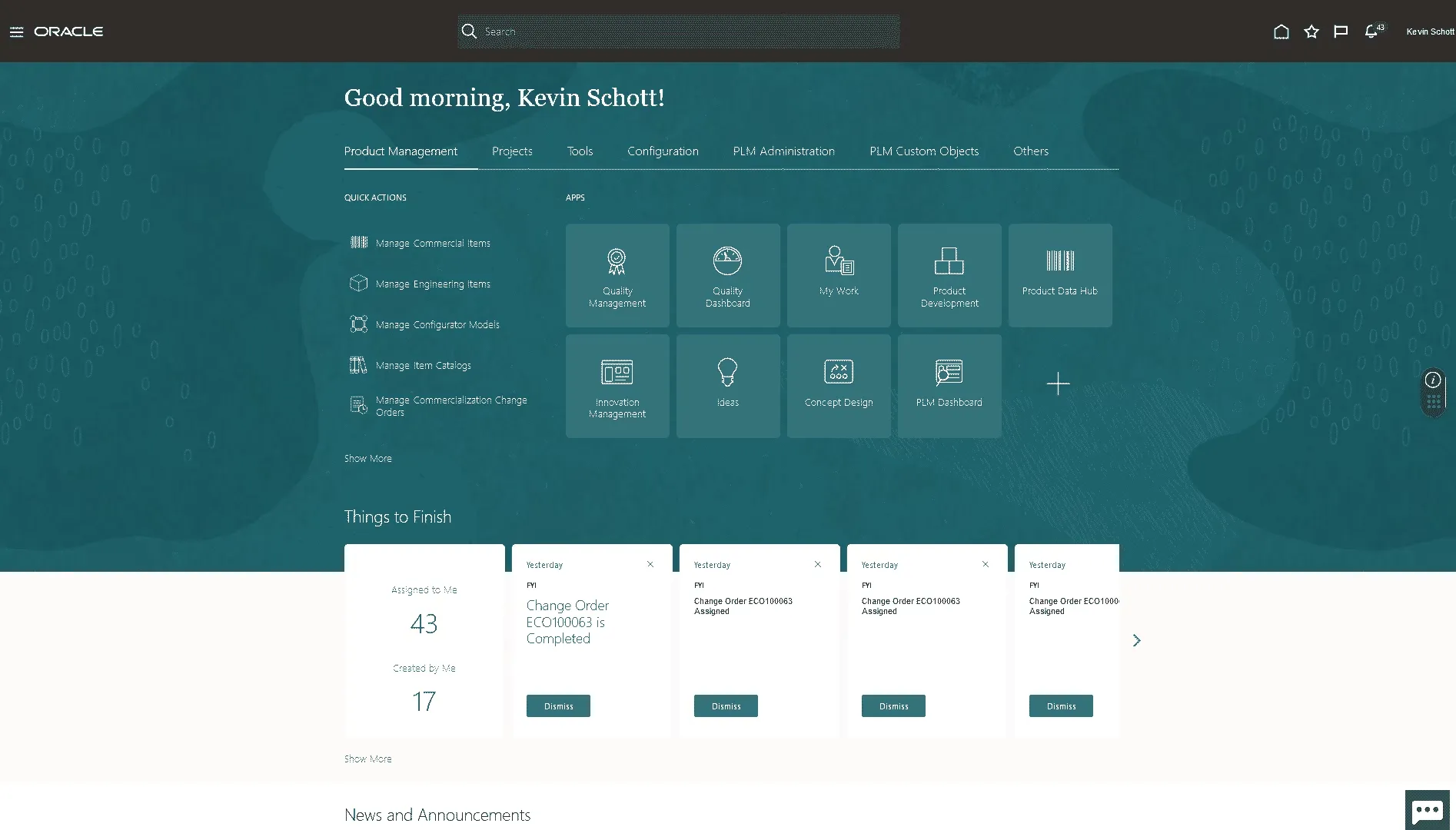 Painel Oracle Fusion Cloud