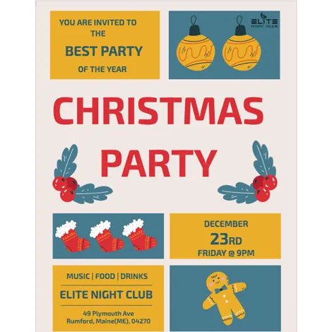 Modello di volantino per la festa del Christmas Club