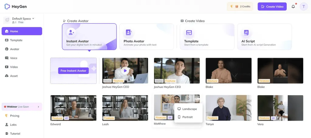 HeyGen Dashboard: بديل veed.io