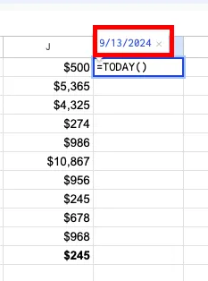 Добавяне на текущата дата (ДНЕС)
справка за Google Sheets