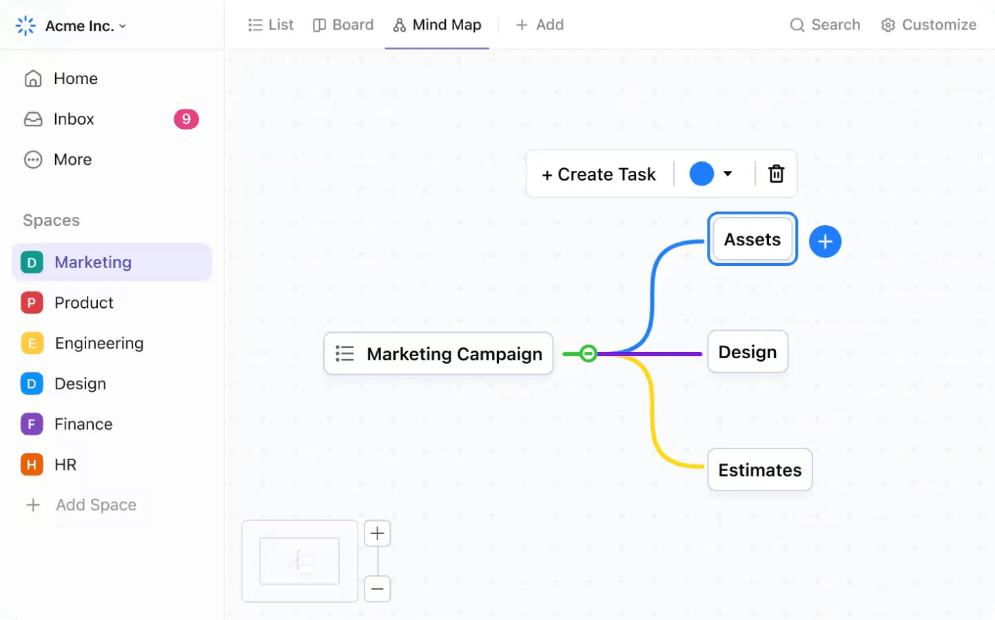 Use o ClickUp MindMaps para conectar habilidades e experiências com os requisitos do trabalho.