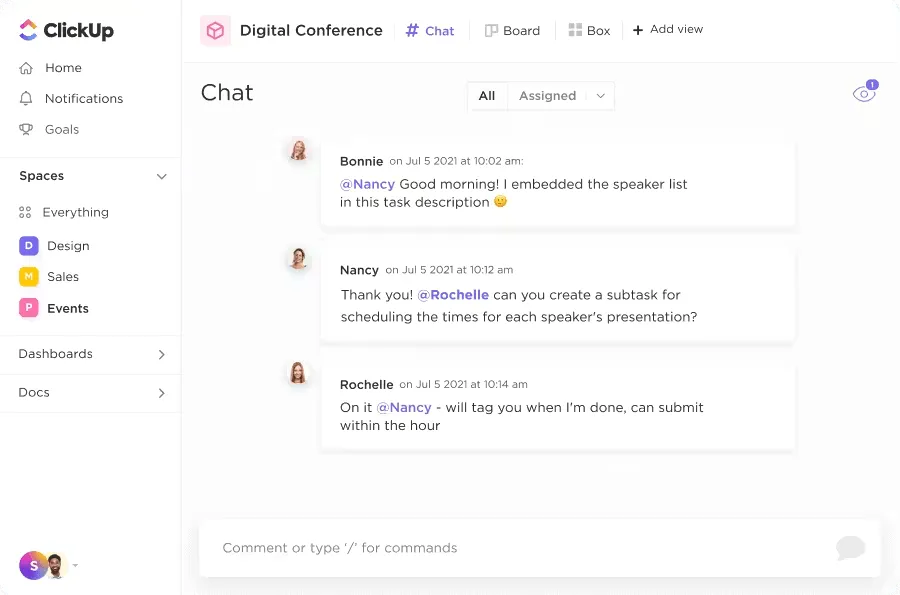Chat de ClickUp