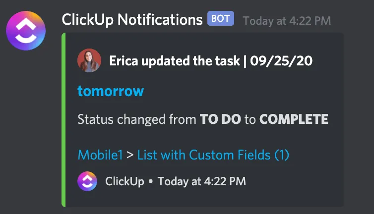 التقط محادثات Discord وحوّلها إلى عمل منظم في ClickUp