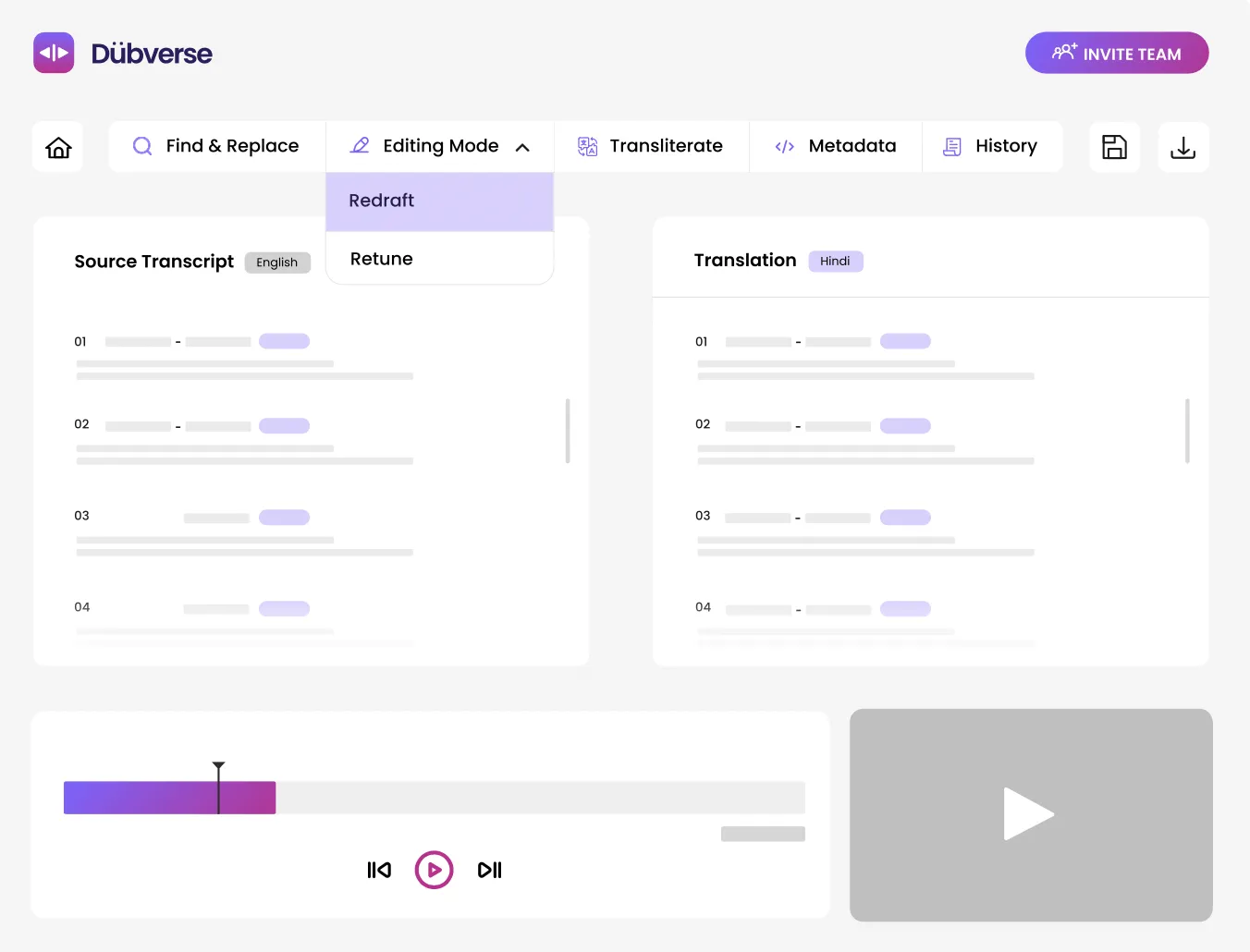 Dubverse Gösterge Paneli: Rask AI Alternatifi