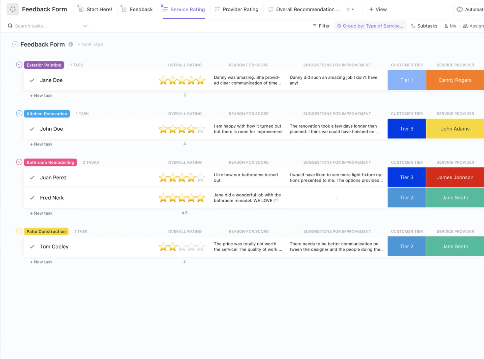 Formulaire de commentaires ClickUp