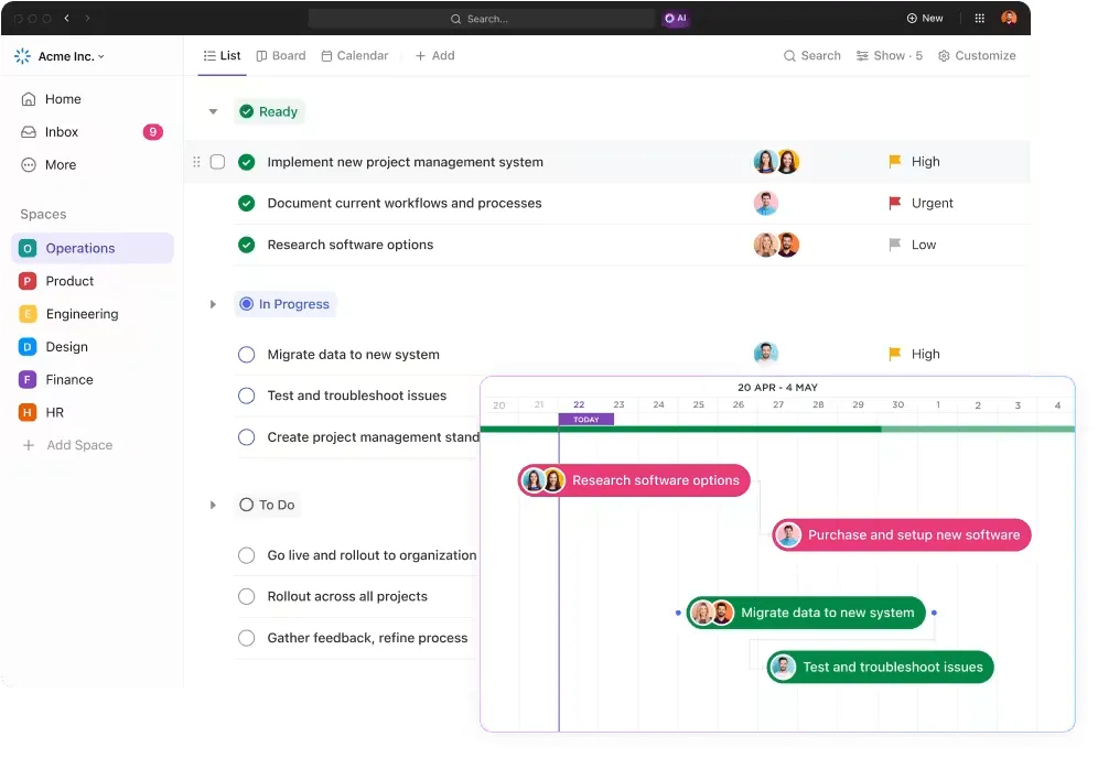 ClickUp Software Gestion de projet en équipe