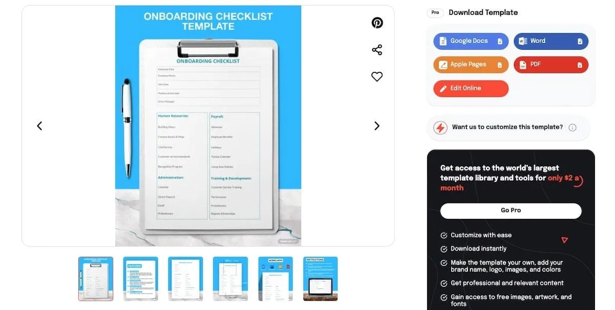 Word Onboarding Checklist door Template.net