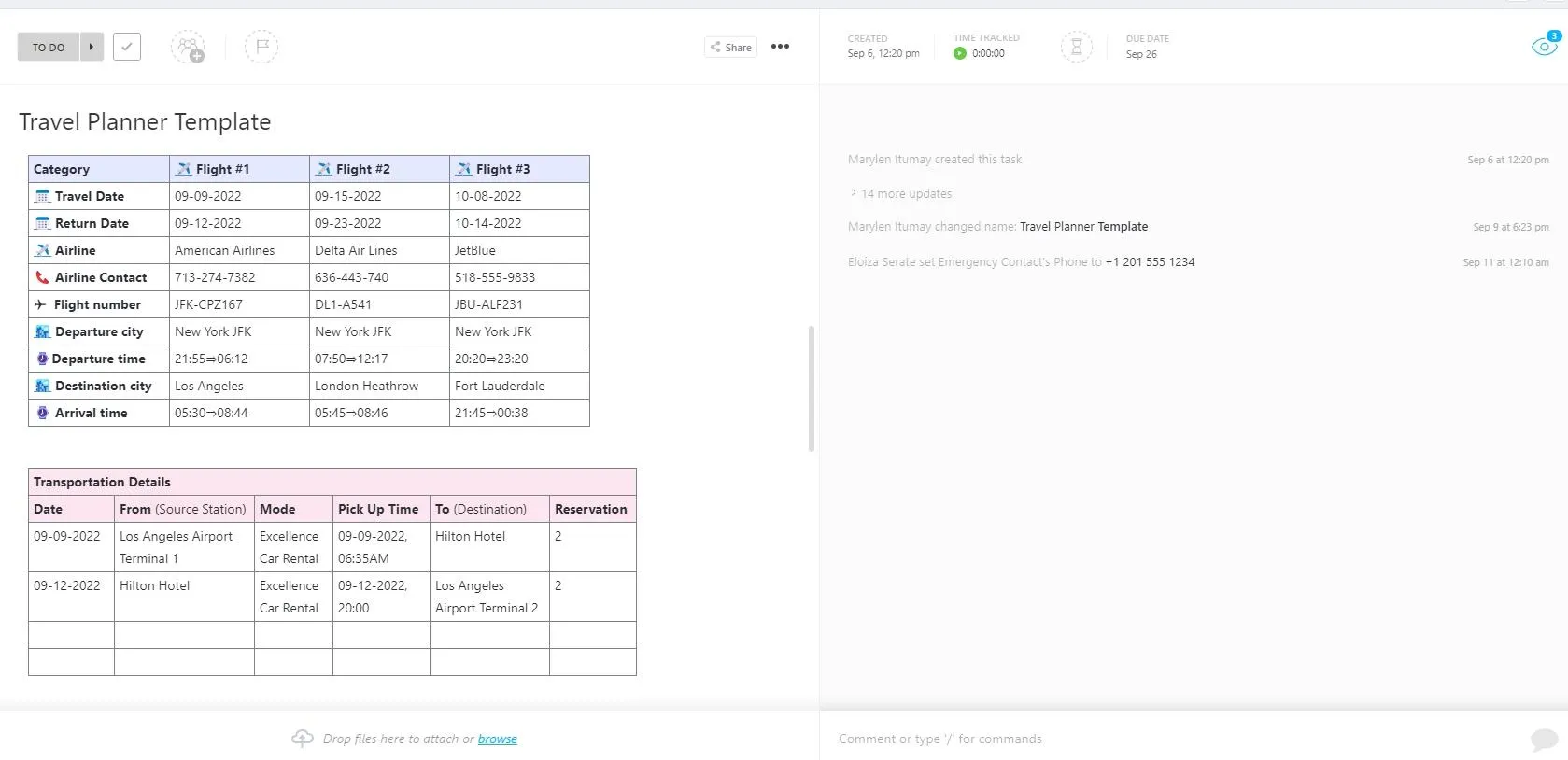ClickUp reisplanner