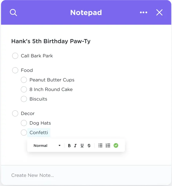 Categorização do Bloco de Notas do ClickUp