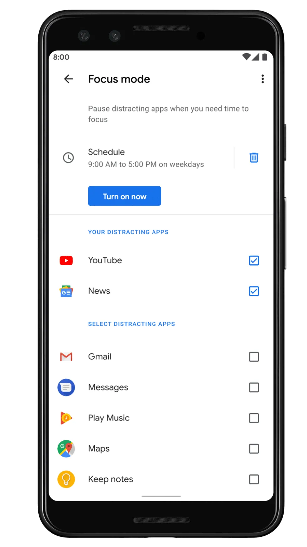 Режим „Фокус“ на телефон с Android