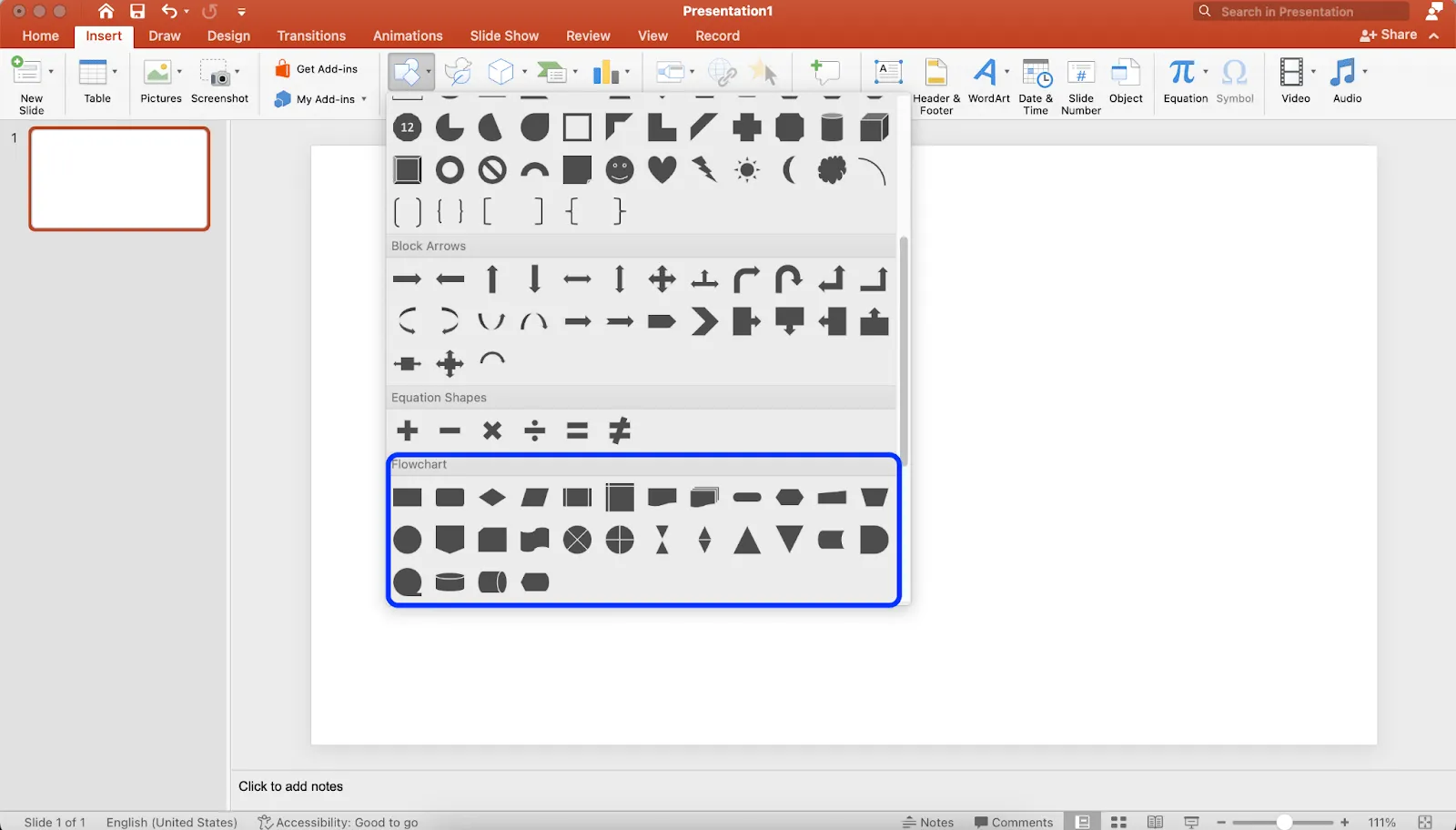 Phần sơ đồ luồng cho sơ đồ luồng Microsoft PowerPoint