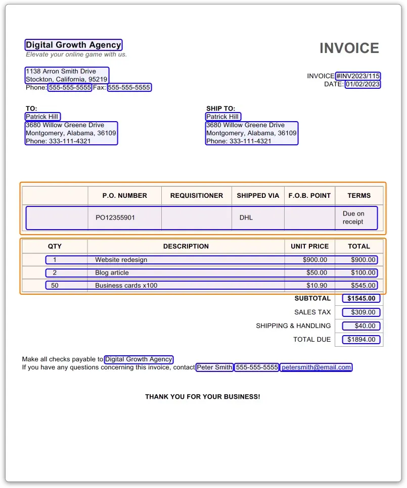 Extrator de dados PDF Parsio
