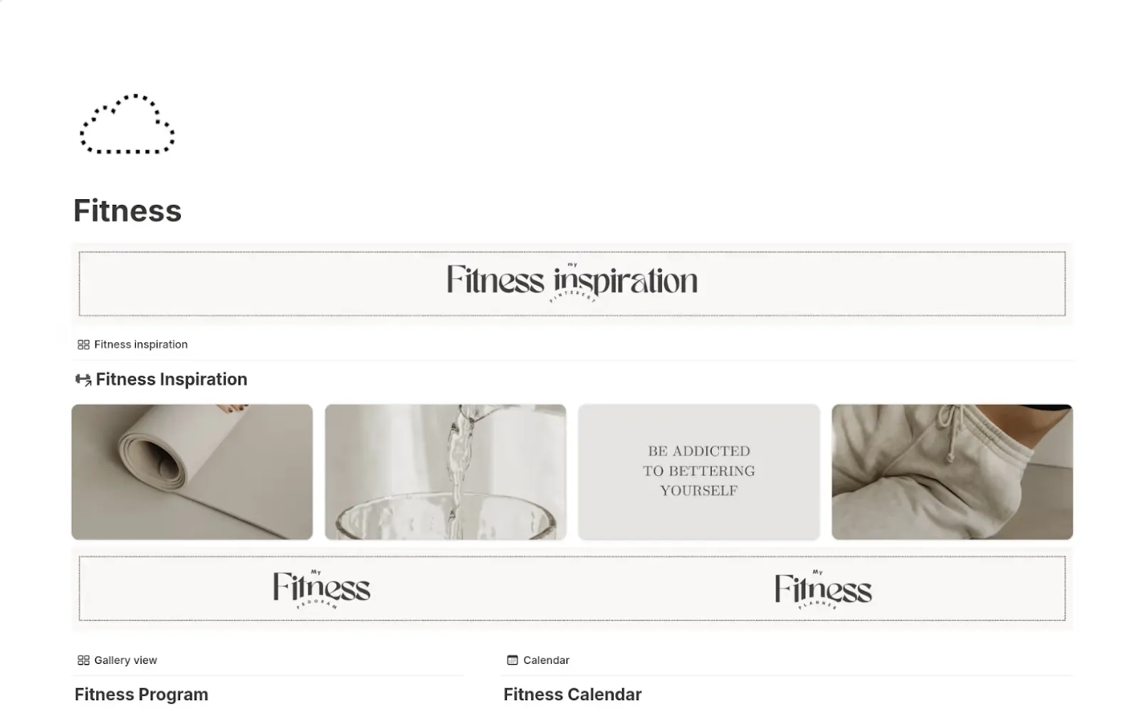 Modèles Notion esthétiques : Tableau de bord esthétique santé et remise en forme via Notion