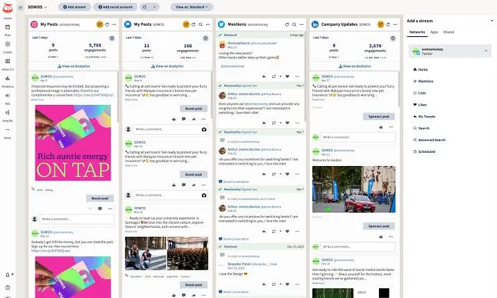 Hootsuite:ソーシャルメディア管理用中小企業向けアプリ