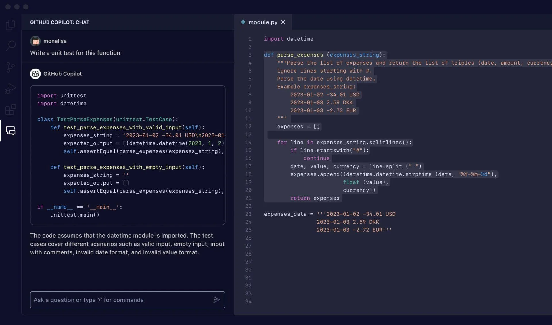 GitHub génère du code en fonction de la demande d'un utilisateur.