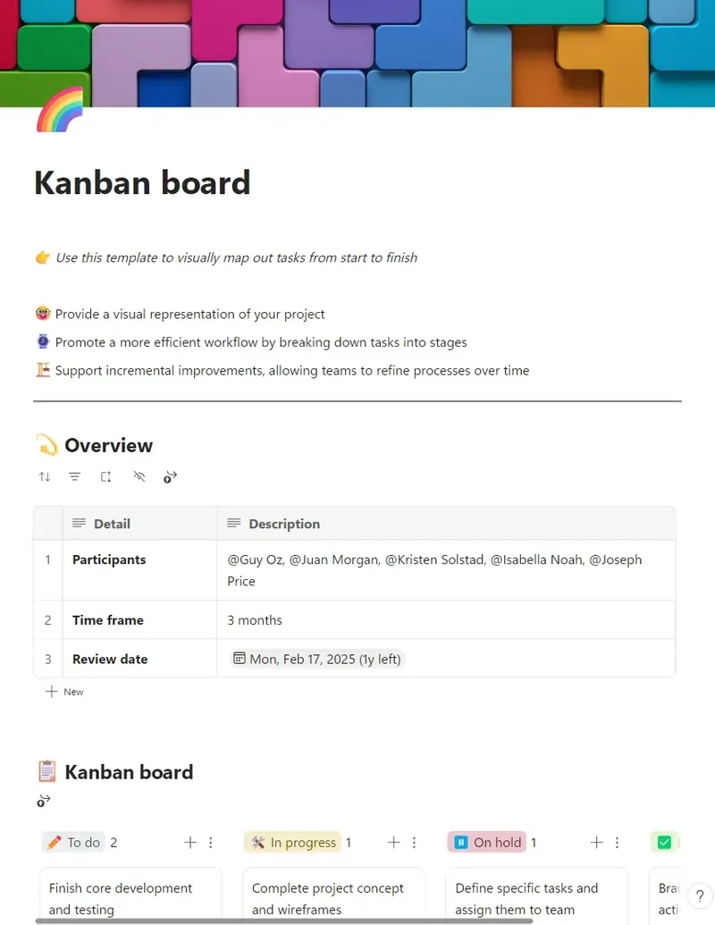 Microsoft Loop-Vorlagen: Microsoft Loop Kanban-Board-Vorlage
