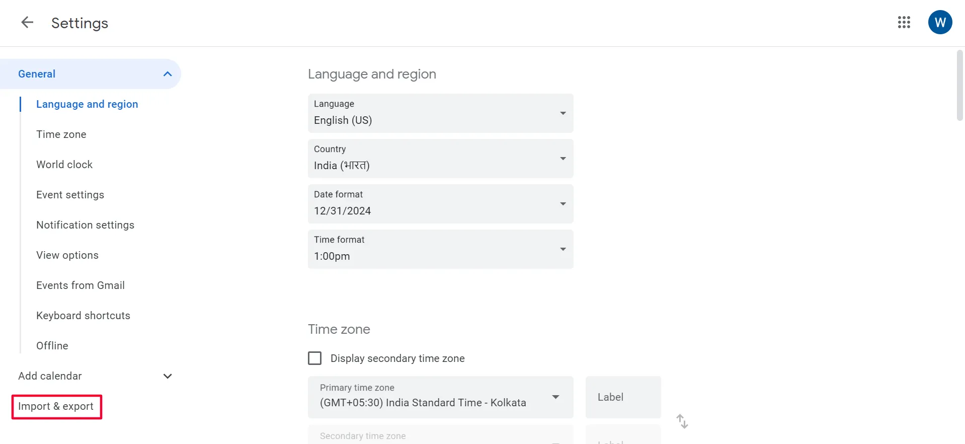Exportez les données de votre calendrier