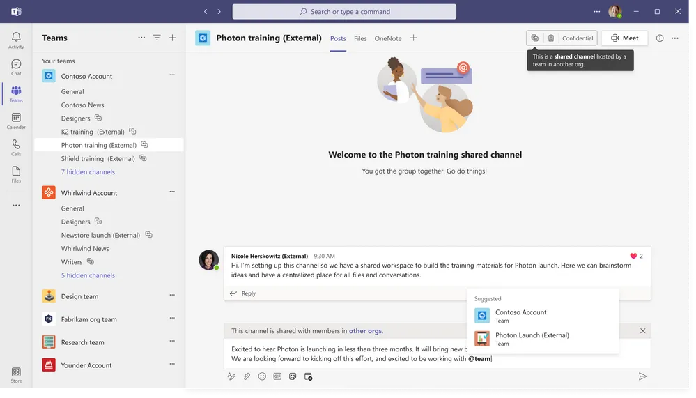 Halten Sie alle Mitglieder des Teams mit Multi-Messaging über die Teams-App auf dem Laufenden.