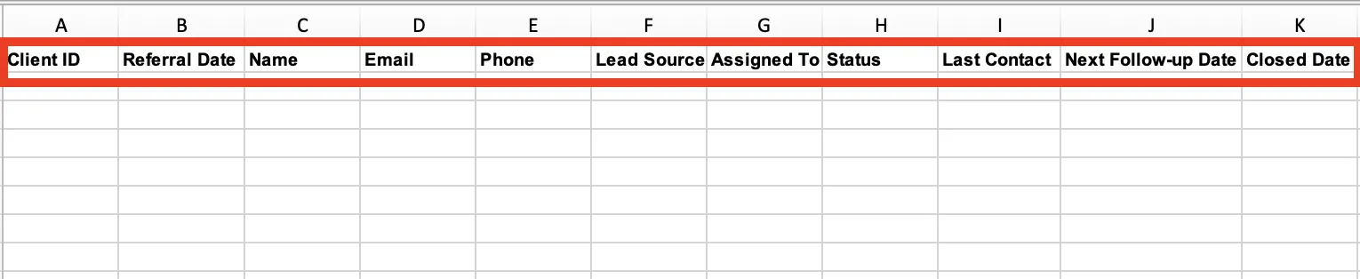 En-têtes de colonnes dans MS Excel