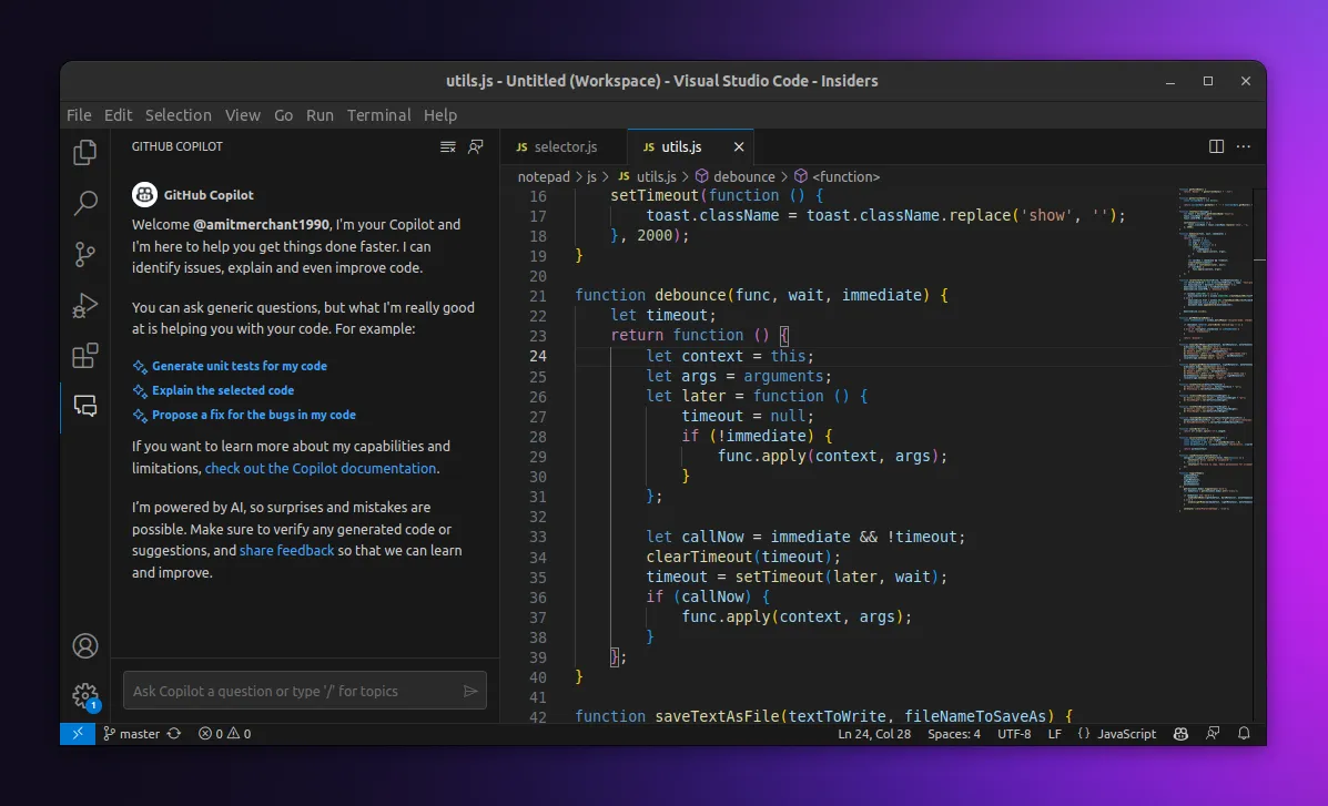 GitHub Copilot (nejlepší pro rychlé kódování s podporou AI v oblíbených IDE): alternativa k Windsurf