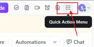 Cách thêm lịch vào Discord: Tìm 'Quick Action' (Hành động nhanh) trên ClickUp