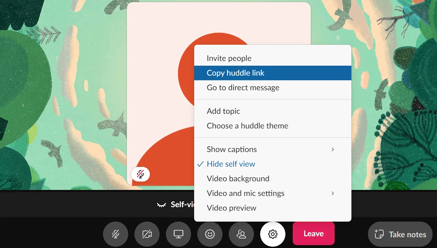 เชิญผู้ร่วมงานผ่านลิงก์ Slack huddle