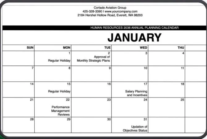 Modèle Google Agenda RH 2025 par Template.net