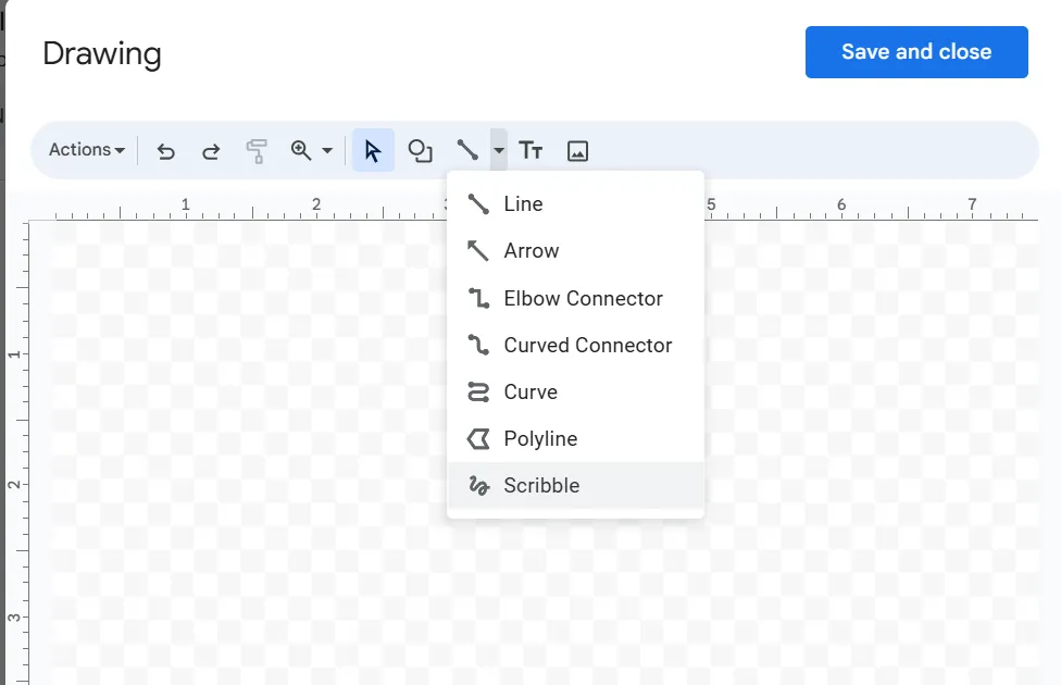 Scribble-Tool zum Hinzufügen einer Signatur in Google Docs
