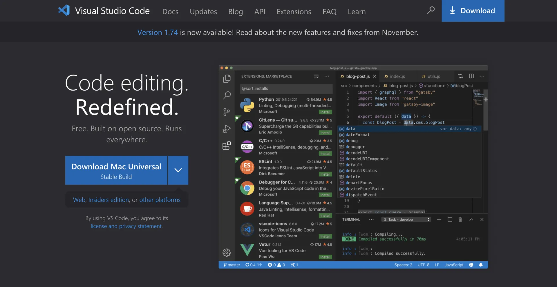Visual Studio Code-Homepage