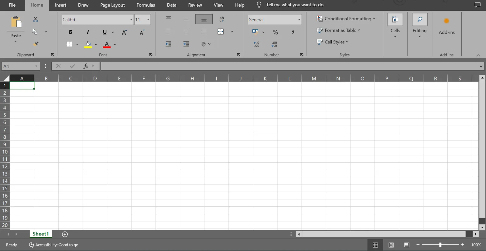 O aplicativo Excel mostrará várias guias, incluindo a guia Dados e a guia Layout da página: como criar uma planilha do Excel