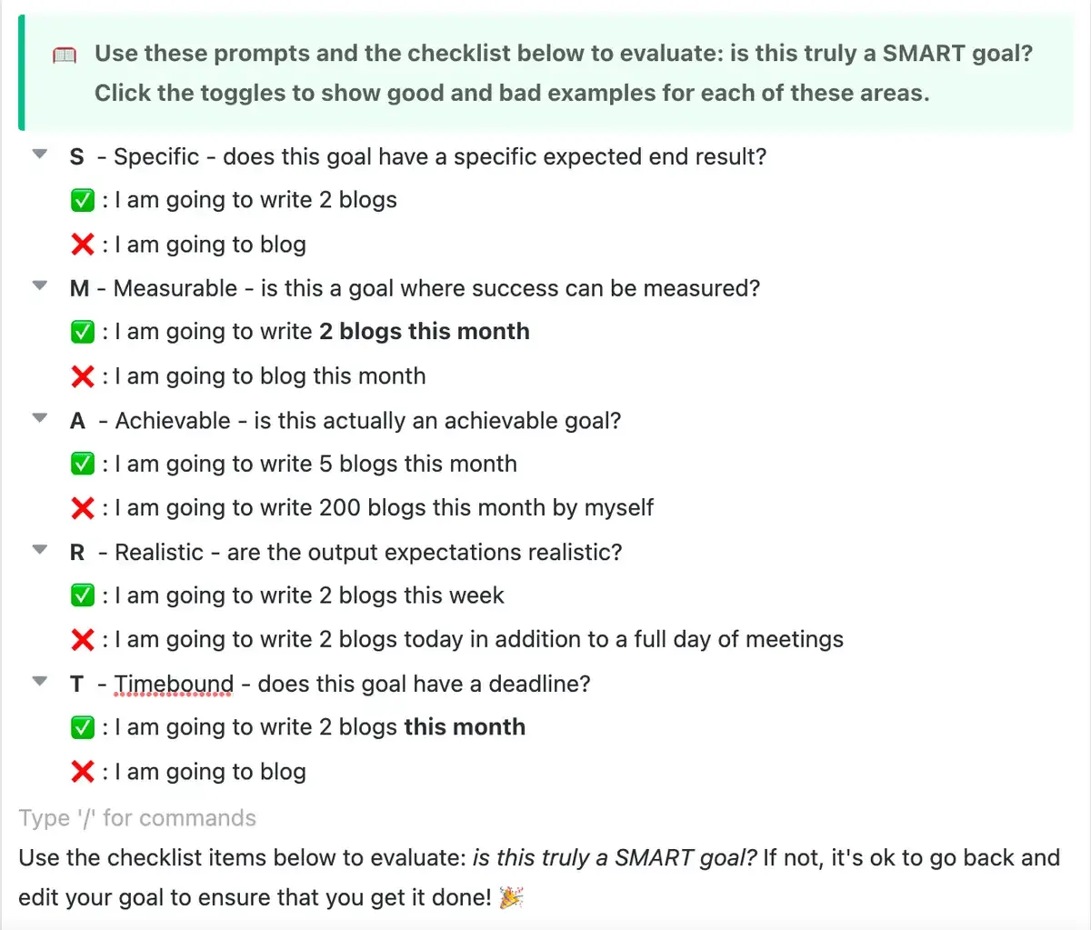 Setzen Sie sich realistische Ziele und Meilensteine und messen Sie Ihre Leistung genau mit der ClickUp SMART Goals Vorlage.