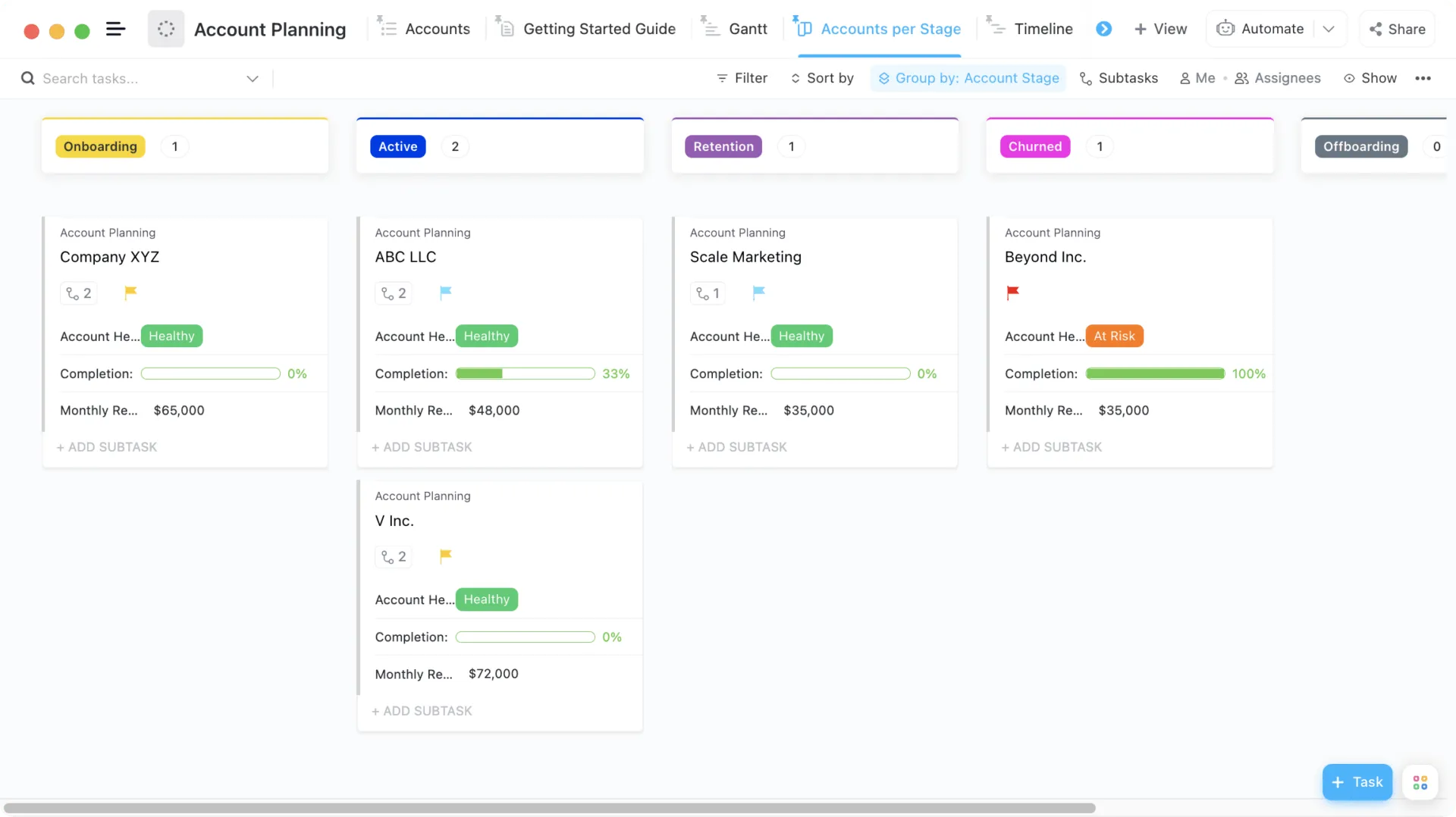 Modèle de planification de compte ClickUp