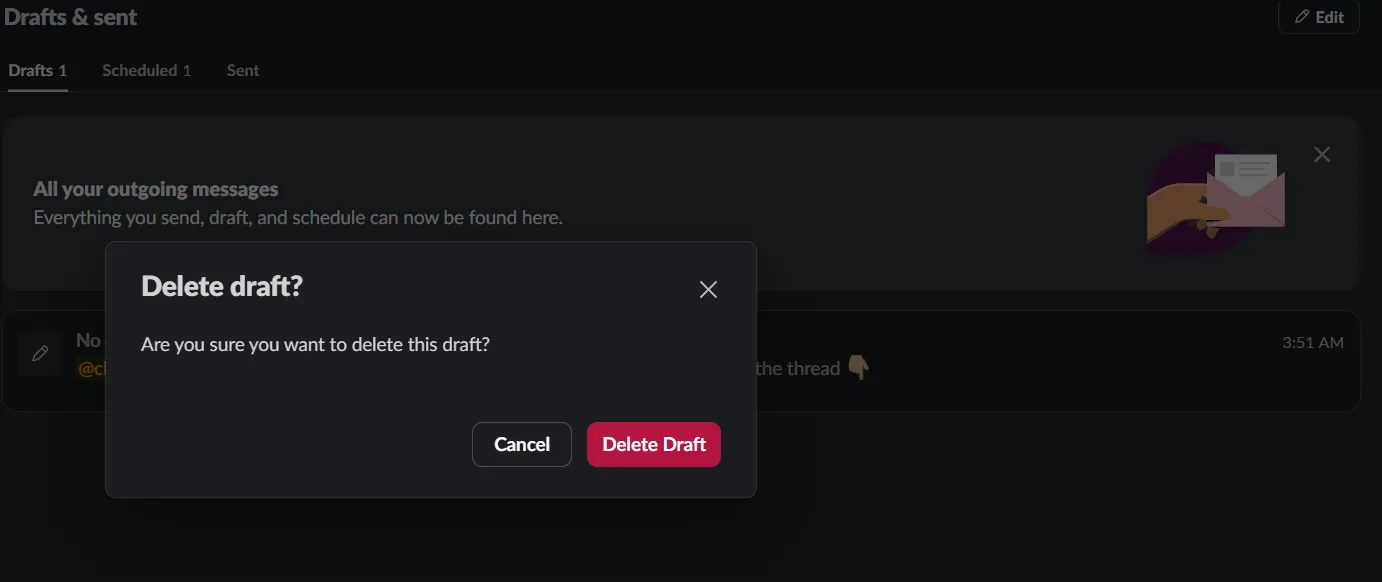 Cancelar o eliminar el mensaje programado en Slack