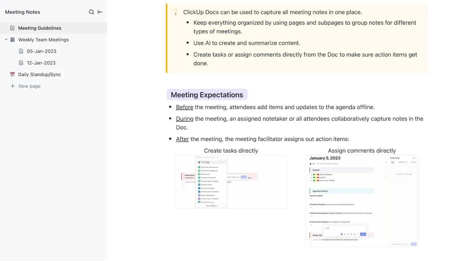 Template Catatan Rapat ClickUp