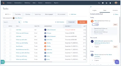 HubSpot Aufgabenmanagement