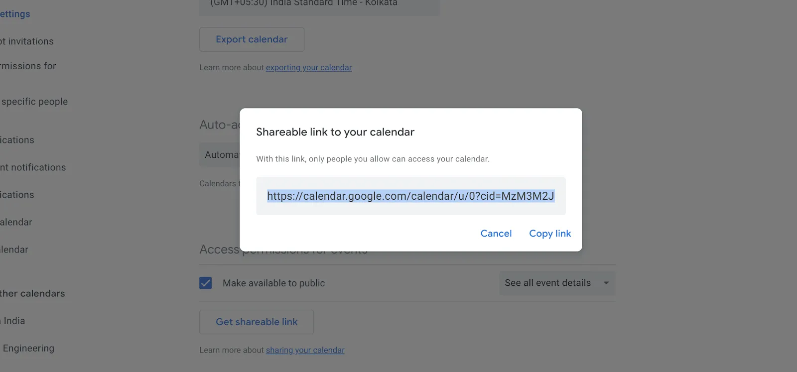 Obtenir l'URL publique de votre Google Agenda
Comment intégrer Google Agenda dans Notion