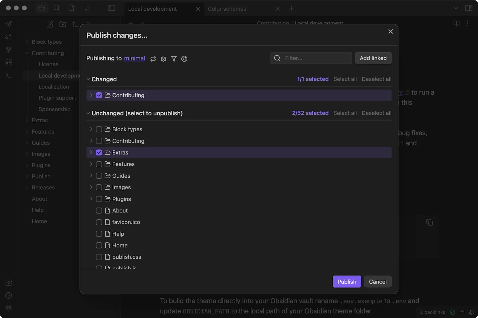 Obsidian publikovat