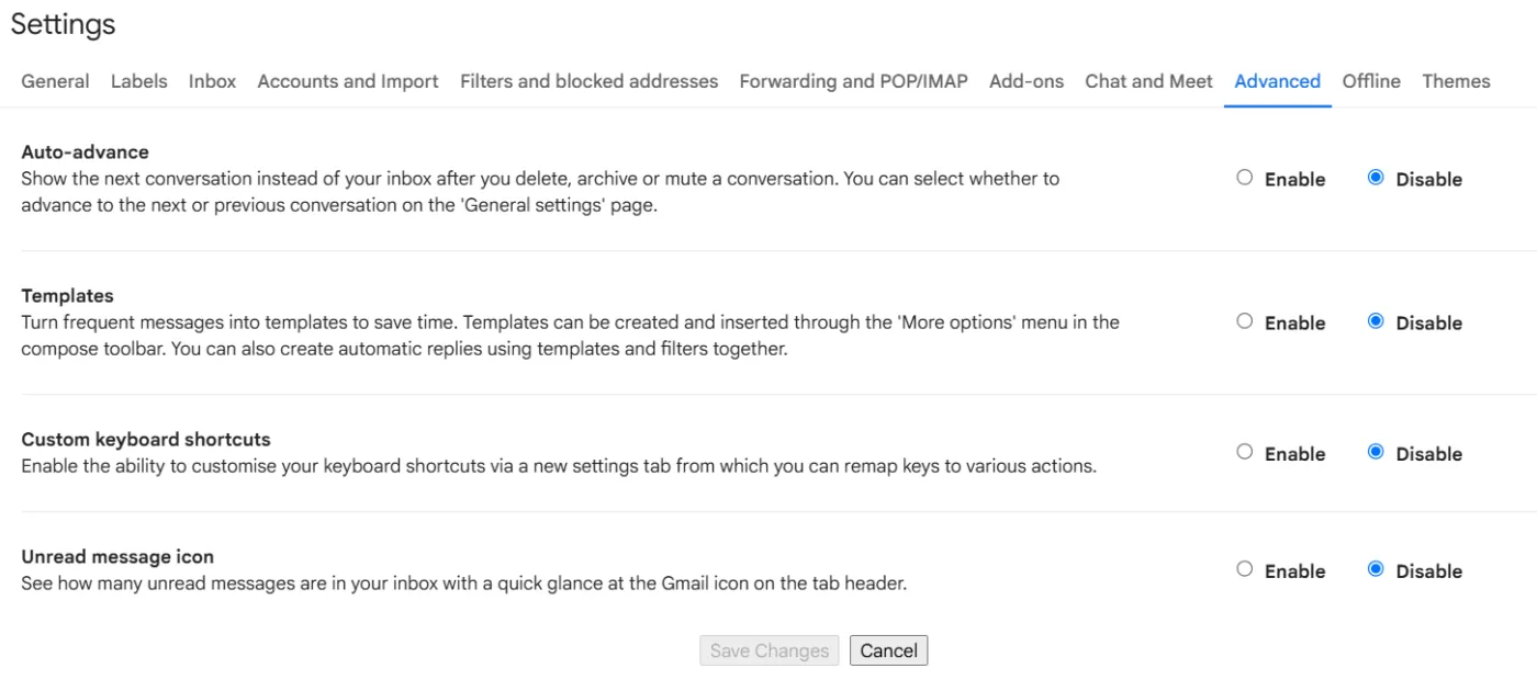 تمكين القوالب - أتمتة Gmail