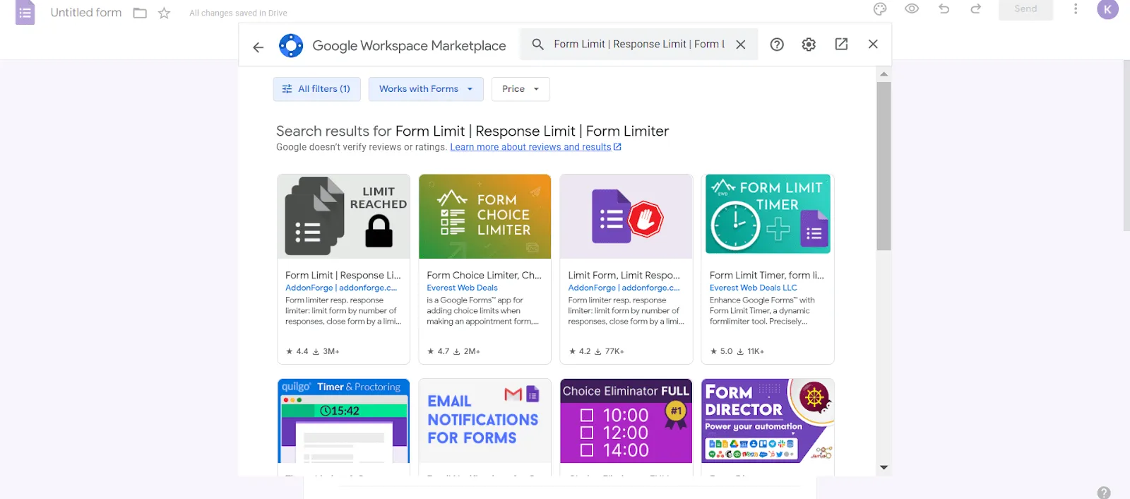 Tiện ích bổ sung Google Forms