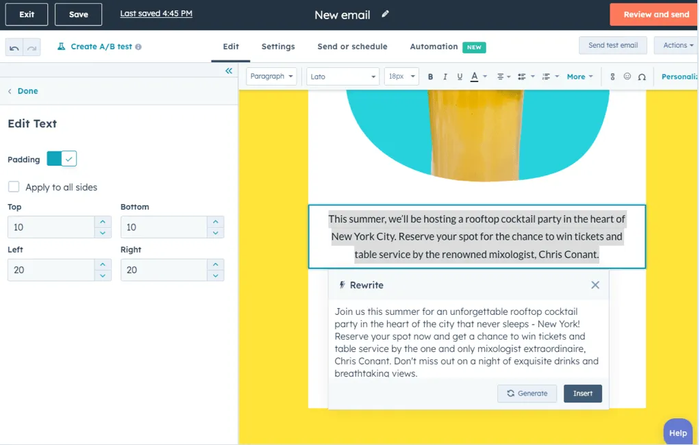 Outil d'IA pour e-mails HubSpot
