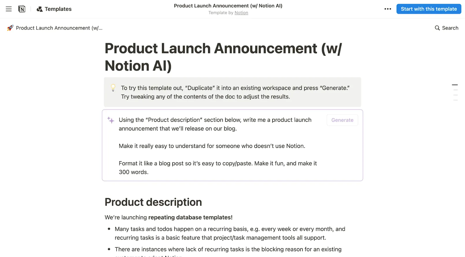 Modelo de anúncio de lançamento de produto
