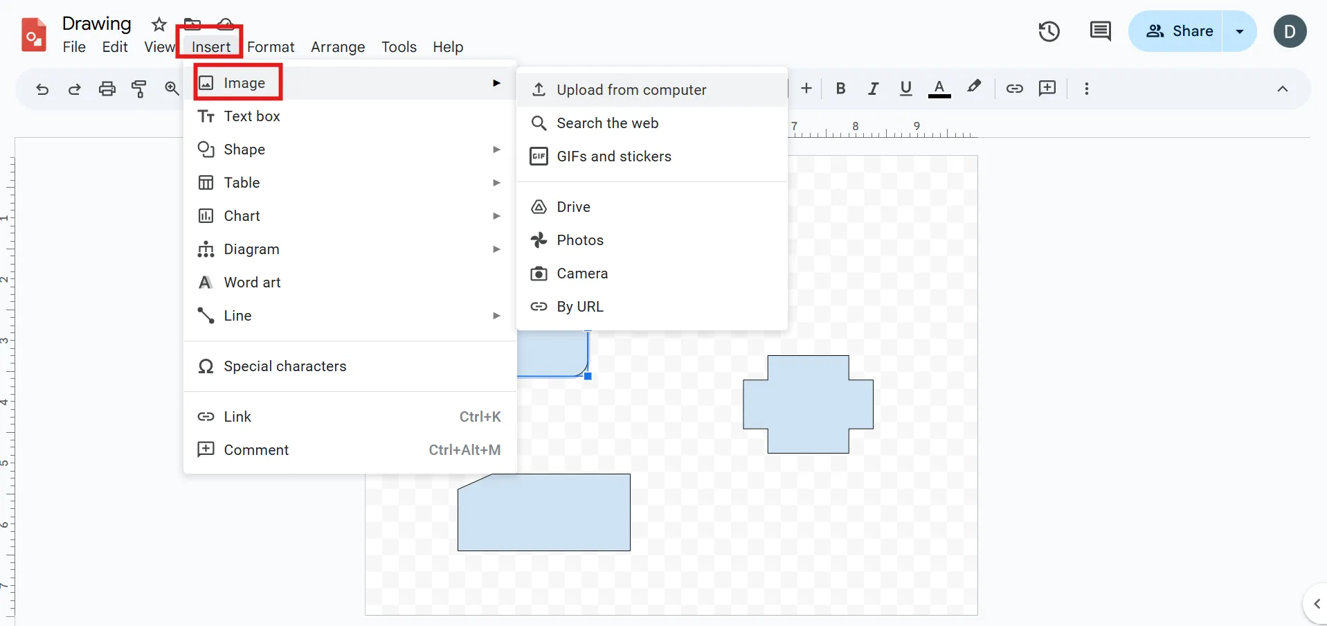 Vyberte si libovolnou metodu pro přidání obrázků do dokumentu_Jak vytvořit grafický organizér v Google Docs