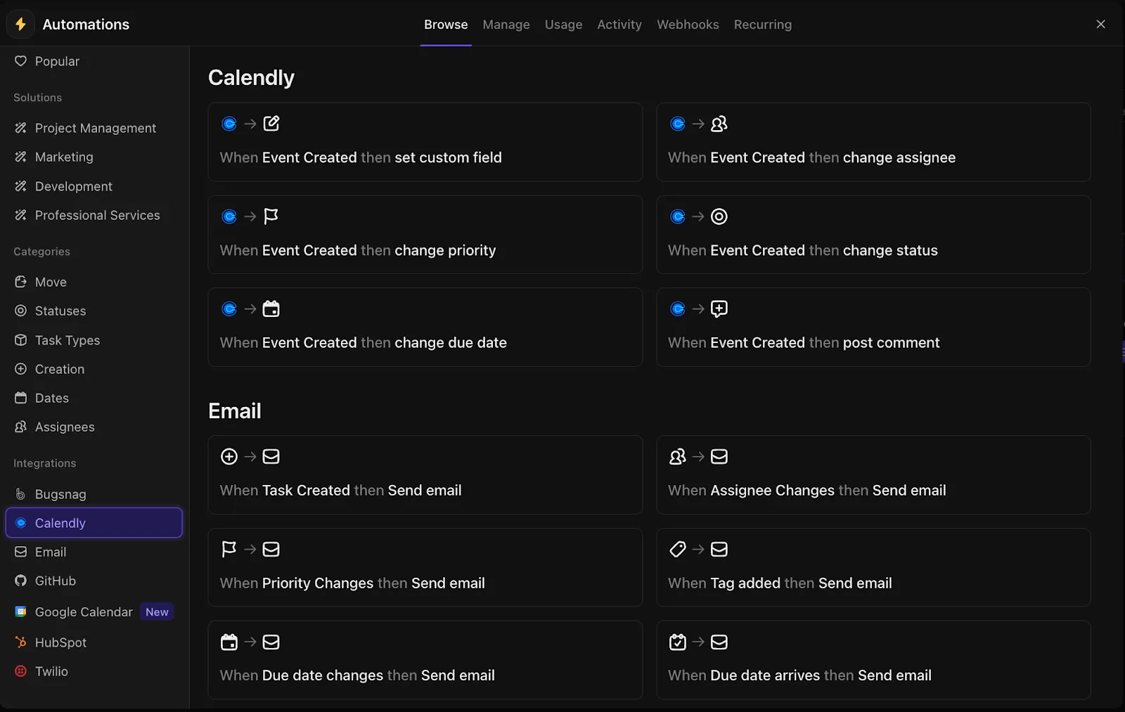 Integrace Calendly do ClickUp: přihlášení do Calendly