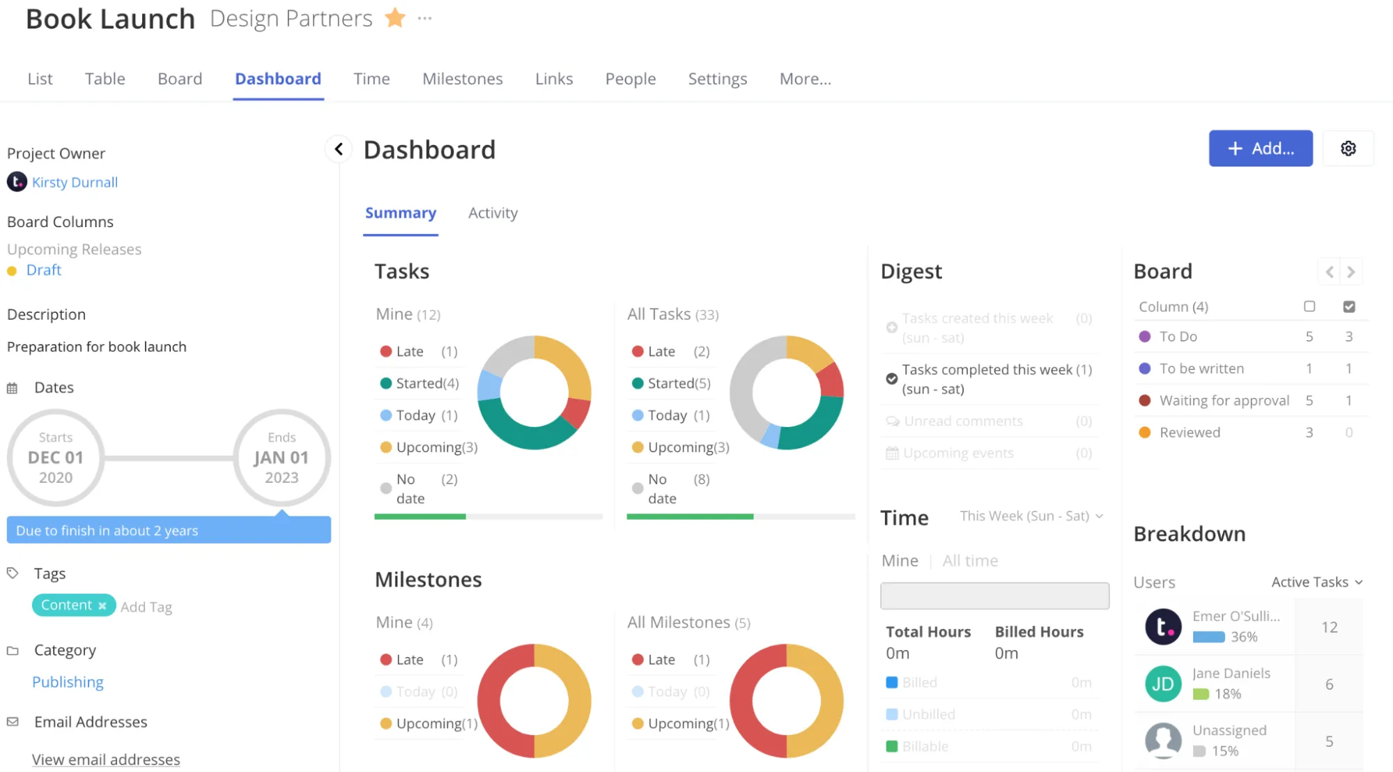 Teamwork.com Dashboard: werkstroom-app
