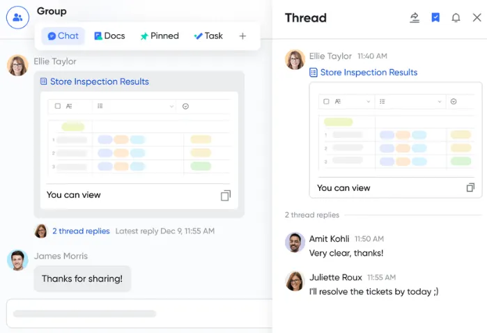 Meetings und Messenger in Lark: Lark vs. ClickUp