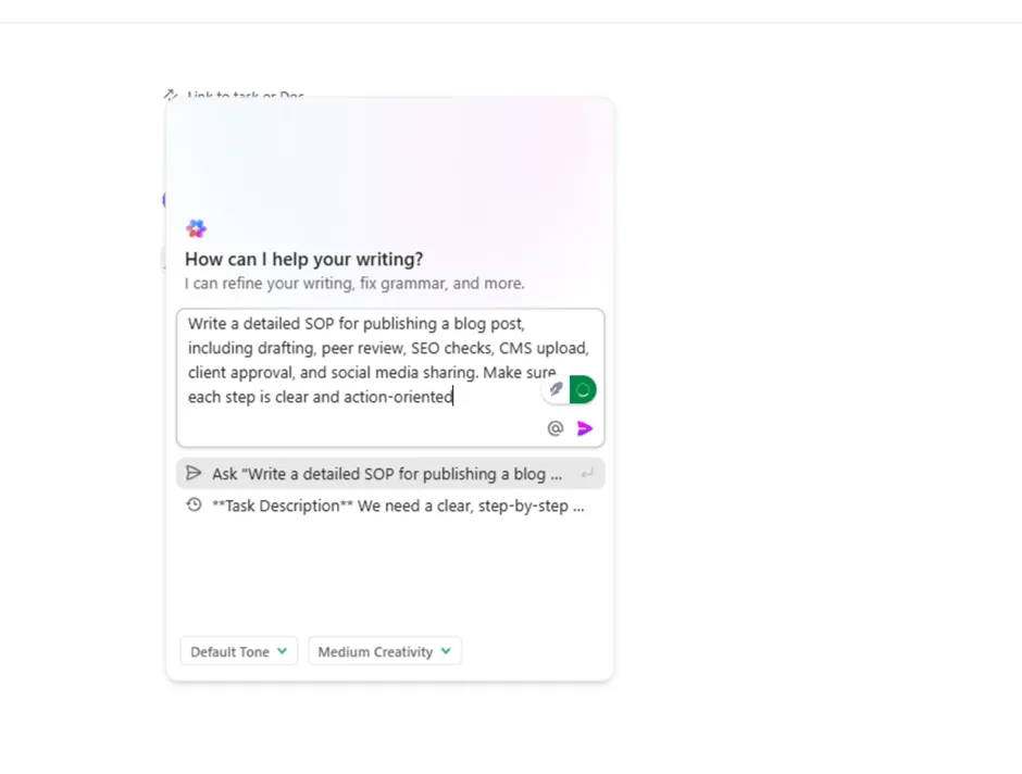 ClickUp Docs med AI: Hur man automatiserar digital marknadsföring med AI